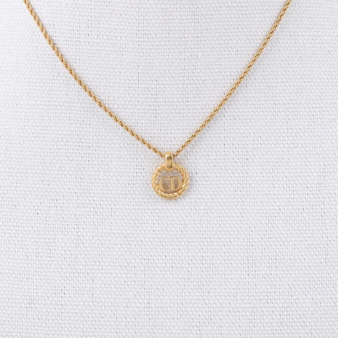 Dior CD Logo Twist Rope Gold Plated Necklace