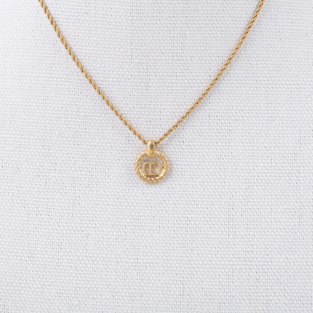 Dior CD Logo Twist Rope Gold Plated Necklace