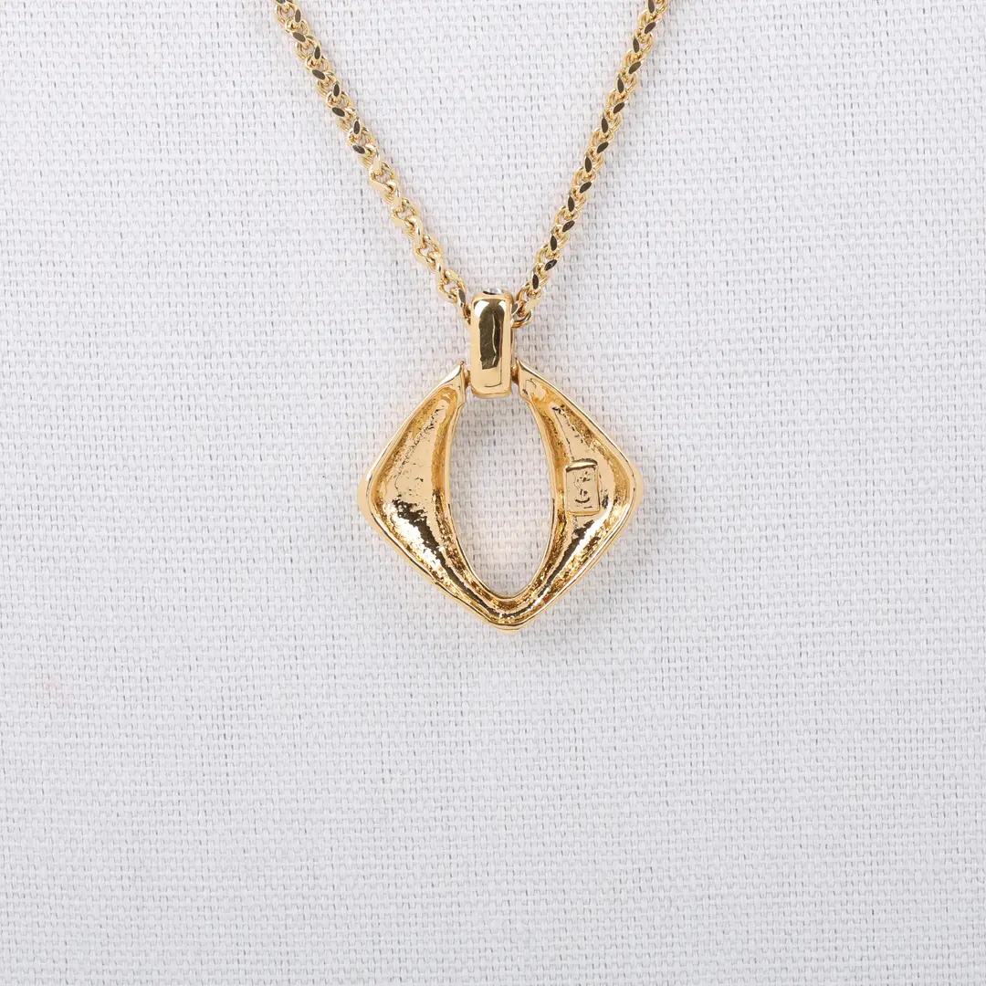 Dior Vintage Gold Rhinestone Pendant Necklace
