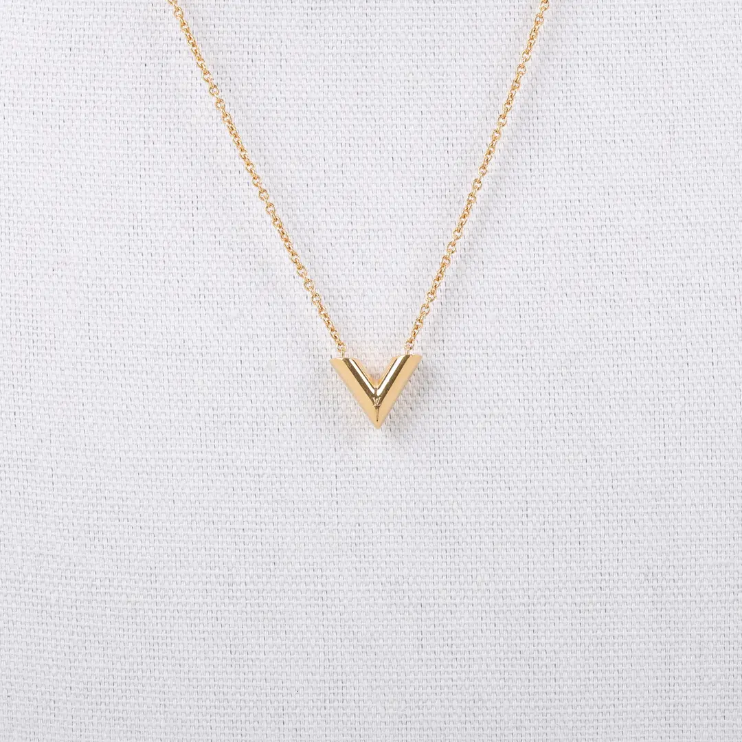 Louis Vuitton Essential V Gold Brass Necklace