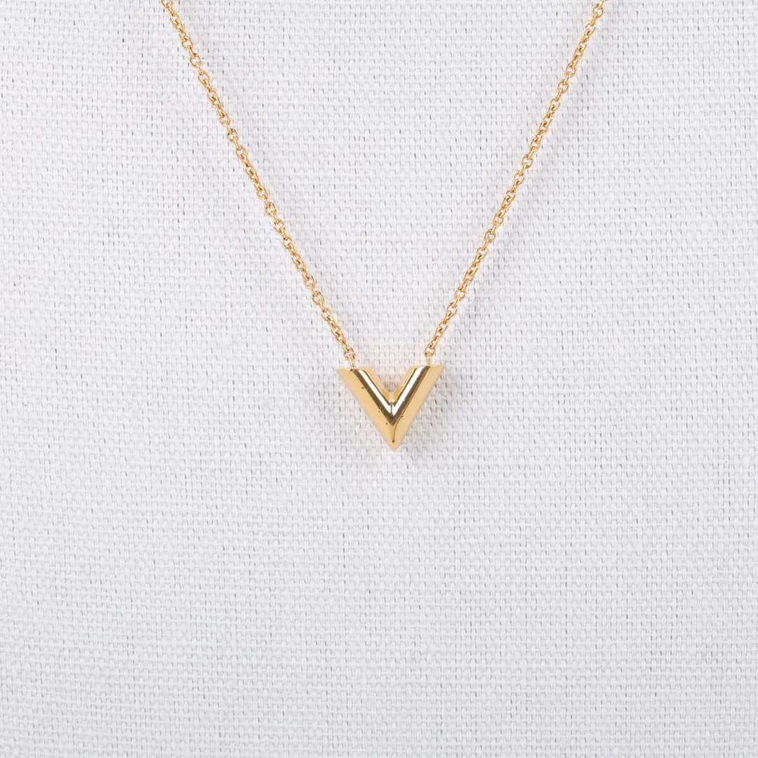 Louis Vuitton Essential V Gold Brass Necklace