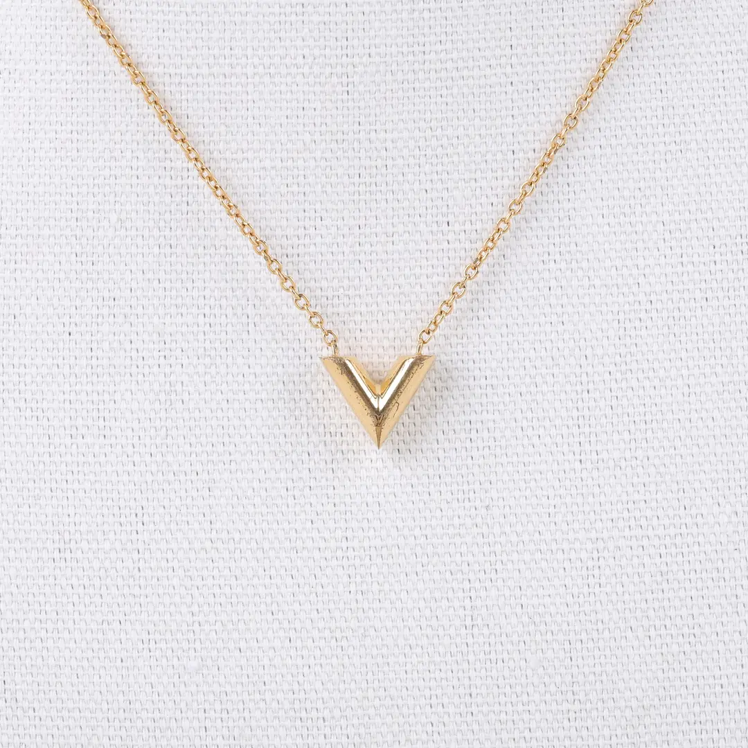 Louis Vuitton Essential V Gold Brass Necklace