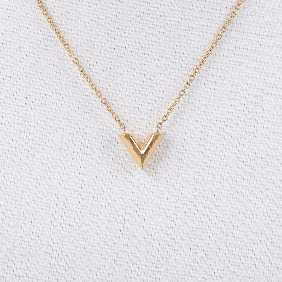 Louis Vuitton Essential V Gold Brass Necklace