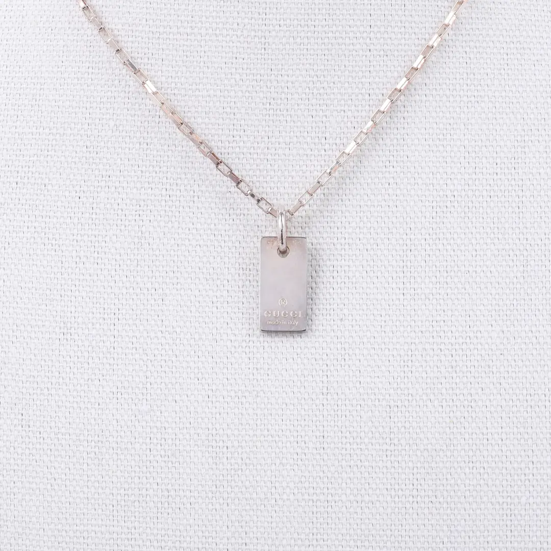 Gucci Dog Tag Silver Pendant Necklace