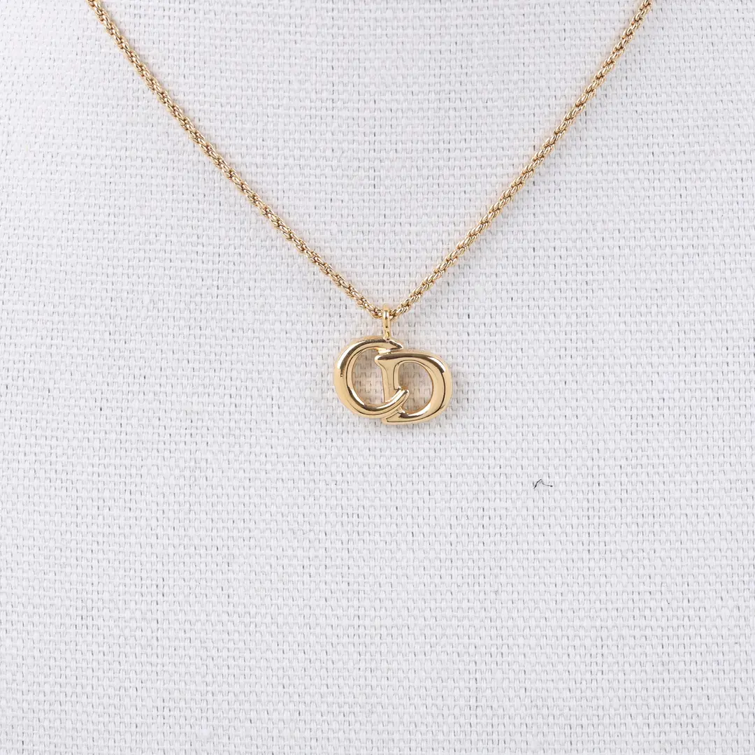 Dior CD Logo Gold Pendant Necklace
