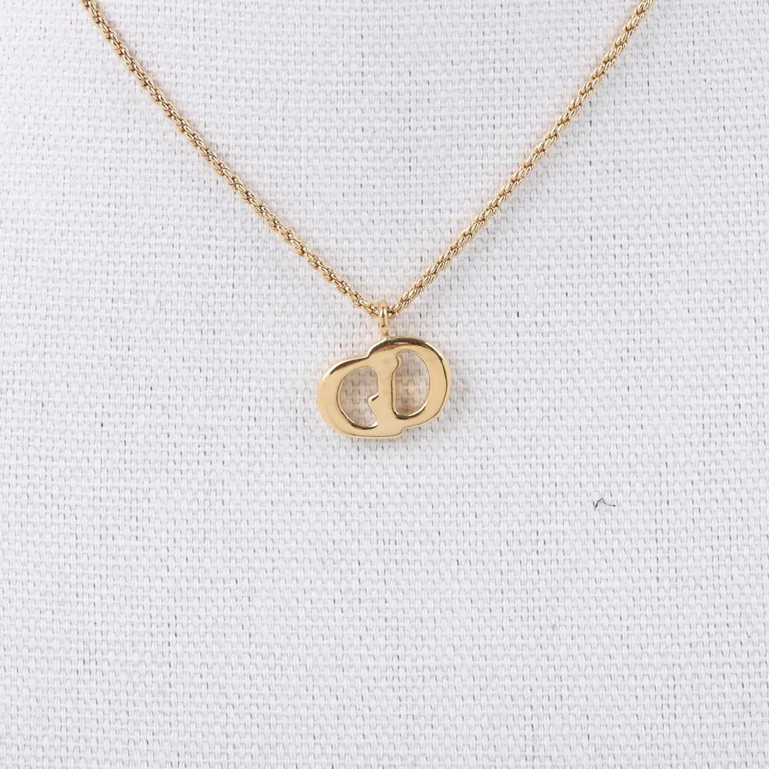 Dior CD Logo Gold Pendant Necklace