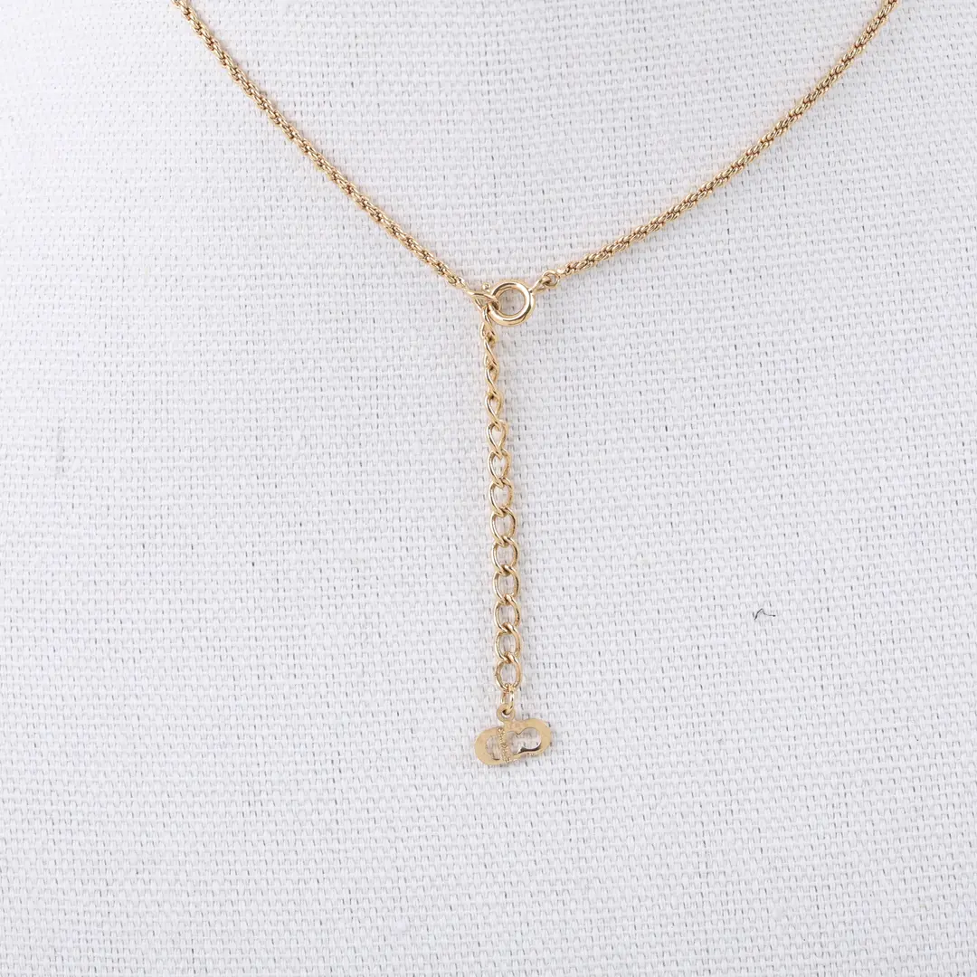 Dior CD Logo Gold Pendant Necklace