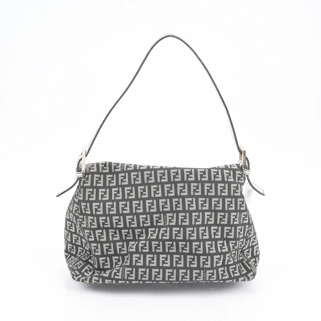 Fendi Baguette Black Zucca Canvas Shoulder Bag