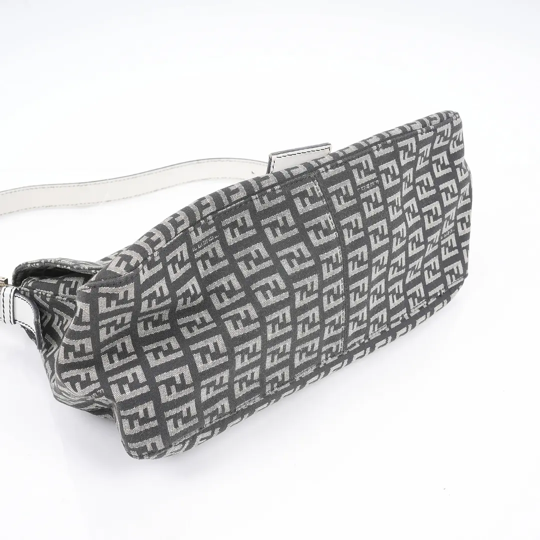 Fendi Baguette Black Zucca Canvas Shoulder Bag