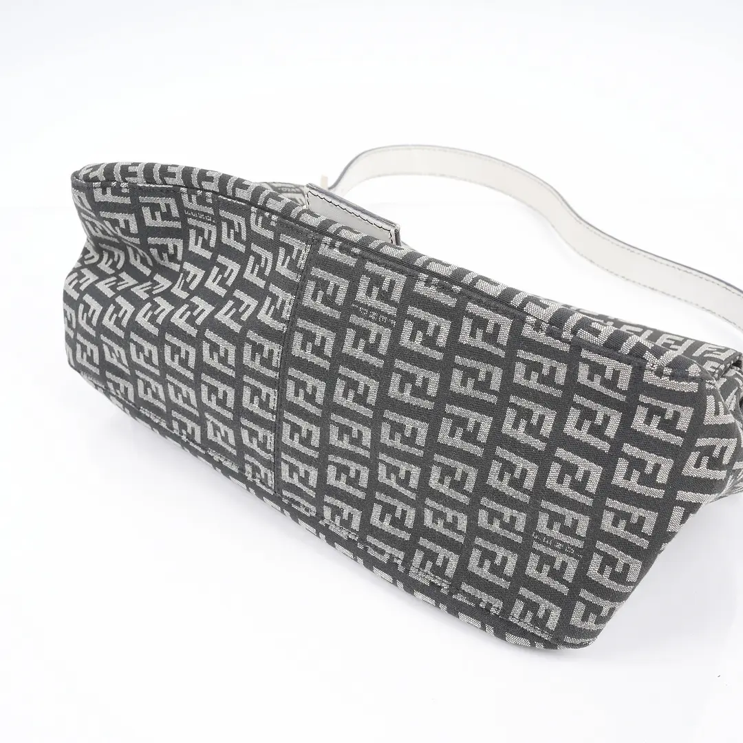 Fendi Baguette Black Zucca Canvas Shoulder Bag