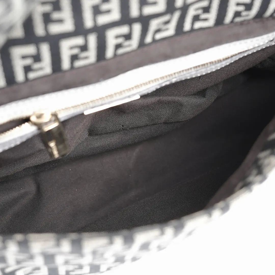 Fendi Baguette Black Zucca Canvas Shoulder Bag
