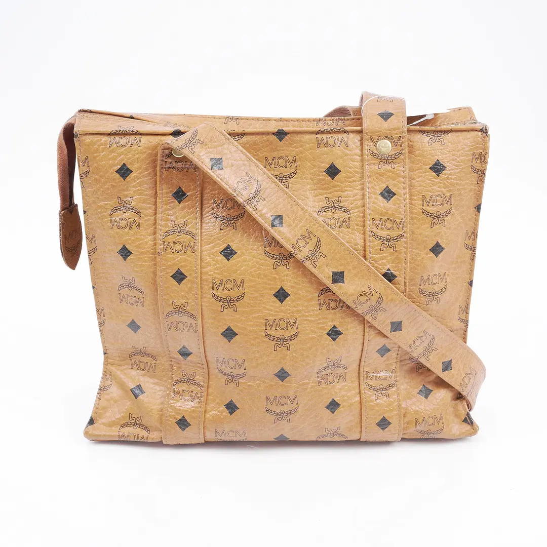 MCM Visetos Brown Monogram Canvas Shoulder Bag