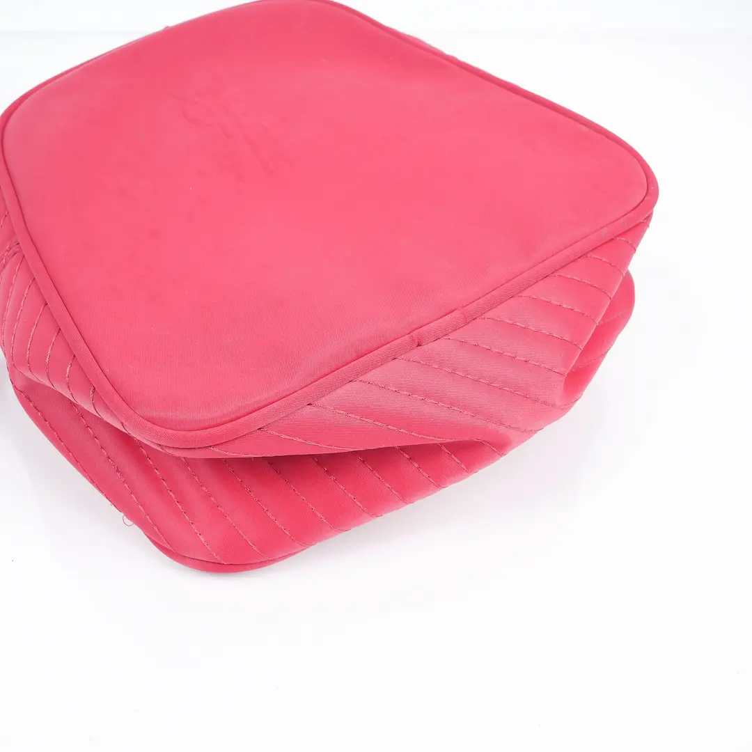 YSL Vintage Logo Pink Nylon Vanity Bag