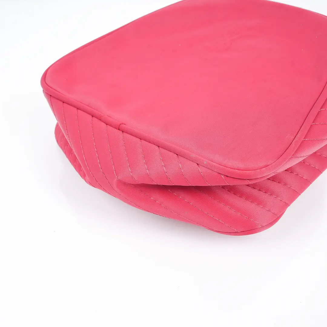 YSL Vintage Logo Pink Nylon Vanity Bag