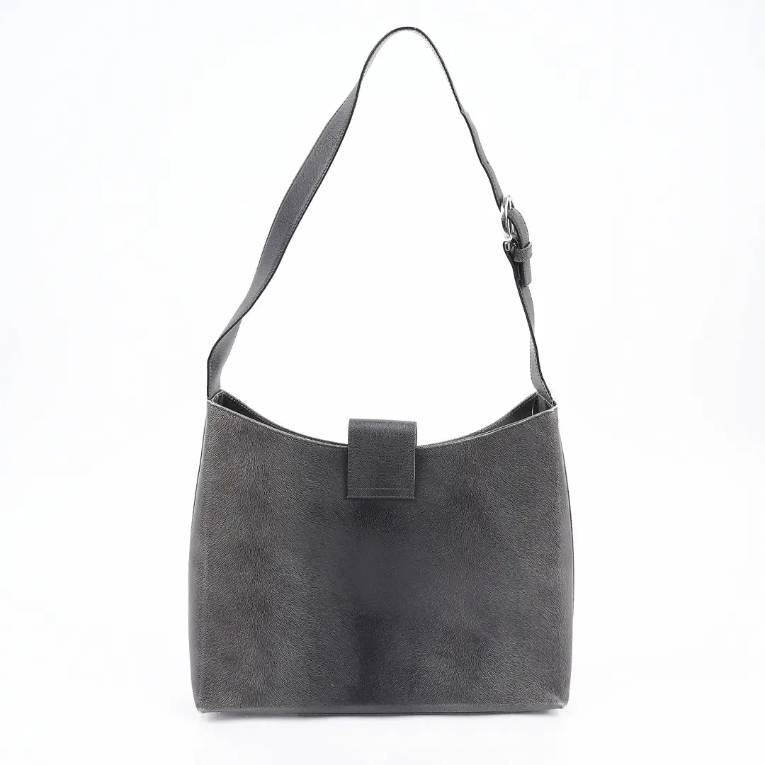 Salvatore Ferragamo Gancini Gray Leather Shoulder Bag