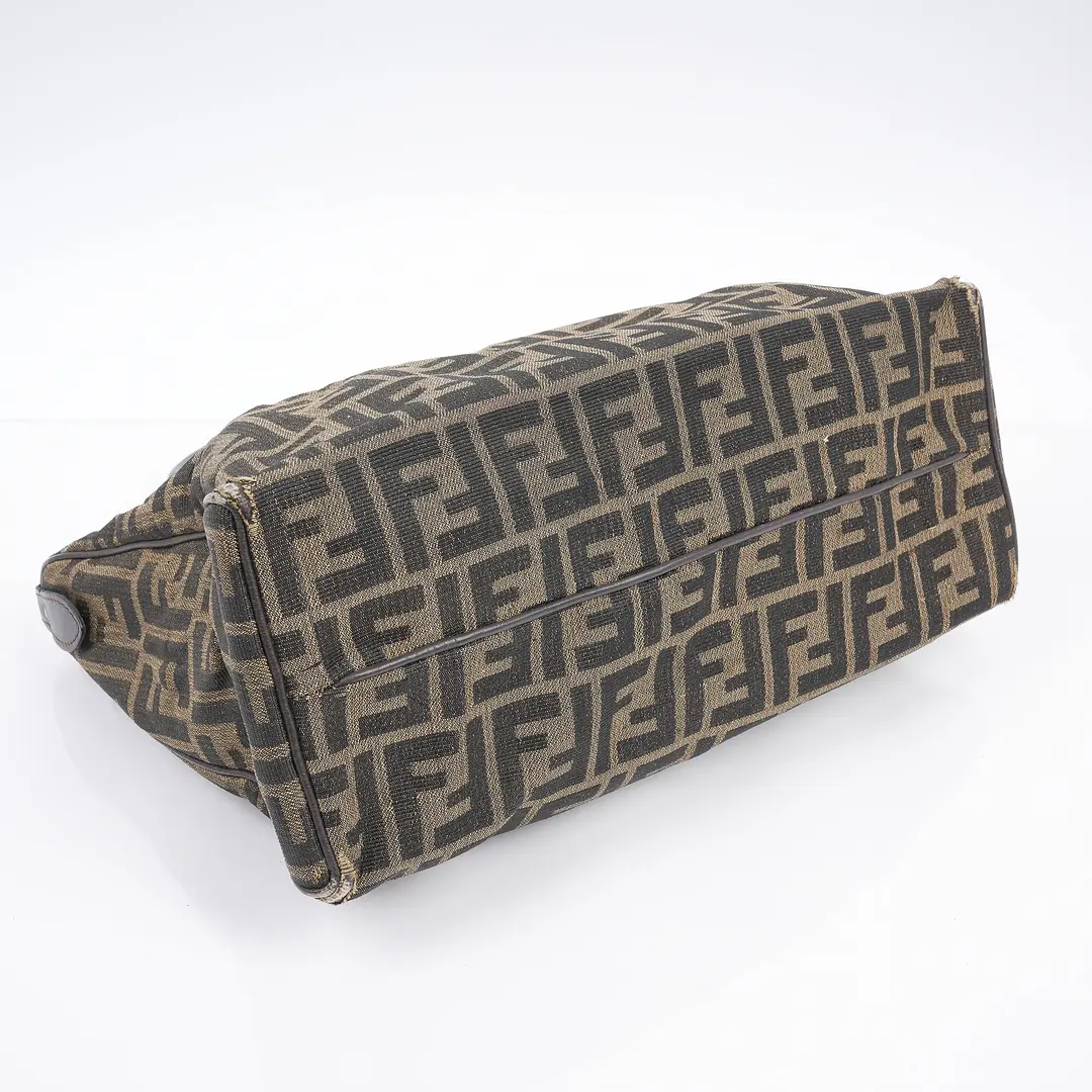 Fendi Zucca Boston Brown Canvas Handbag