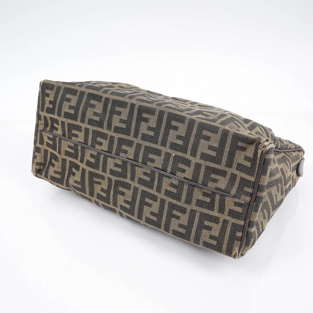 Fendi Zucca Boston Brown Canvas Handbag