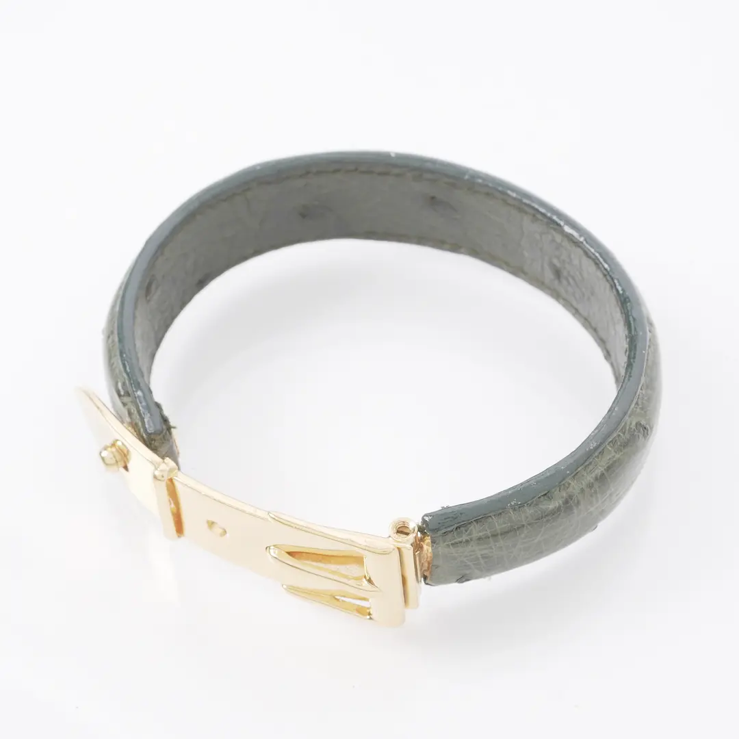 Gucci Buckle Green Ostrich Leather Bracelet