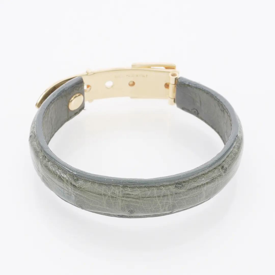 Gucci Buckle Green Ostrich Leather Bracelet