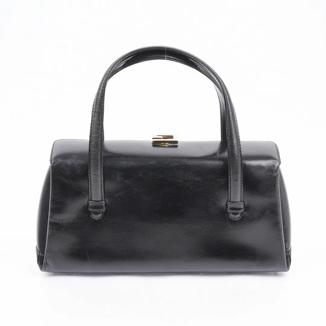 Gucci Vintage Top Handle Black Leather Bag