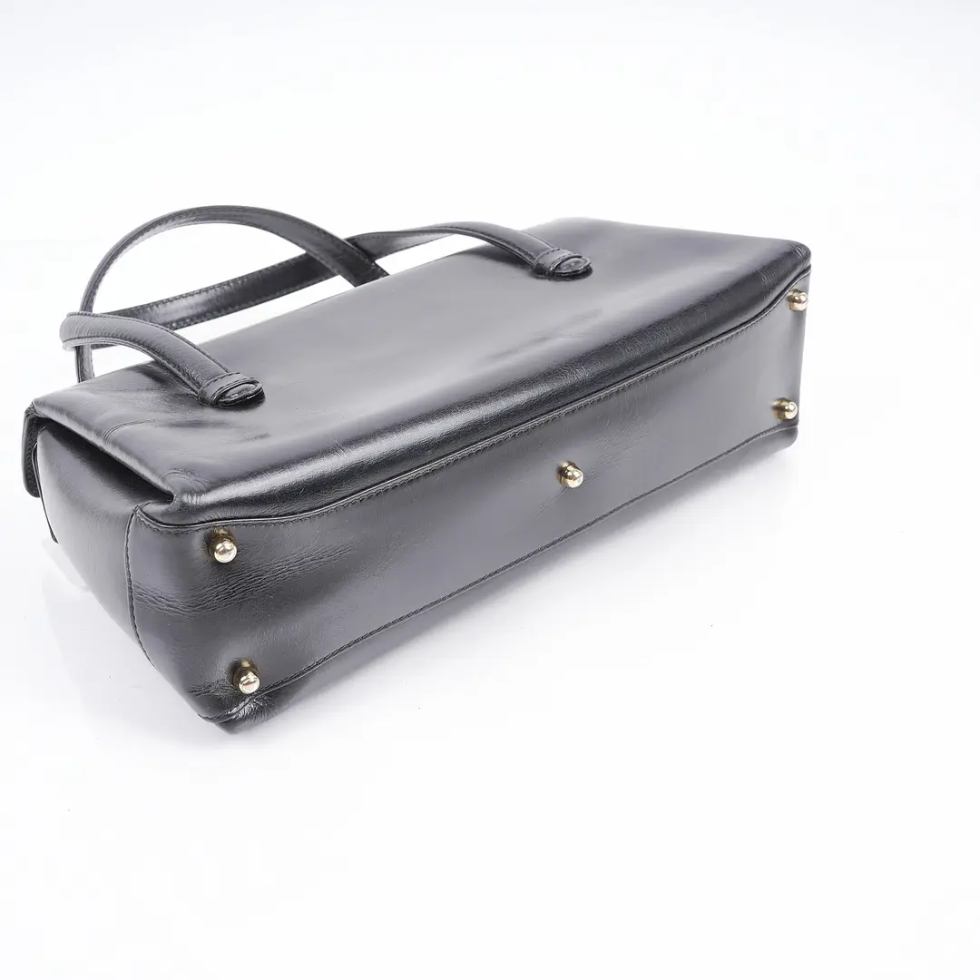 Gucci Vintage Top Handle Black Leather Bag