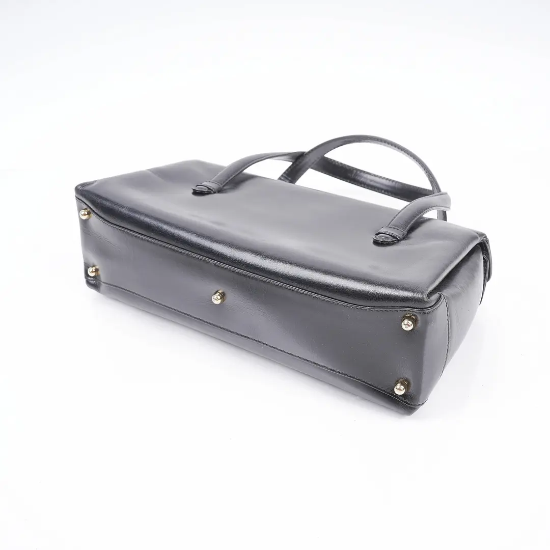 Gucci Vintage Top Handle Black Leather Bag