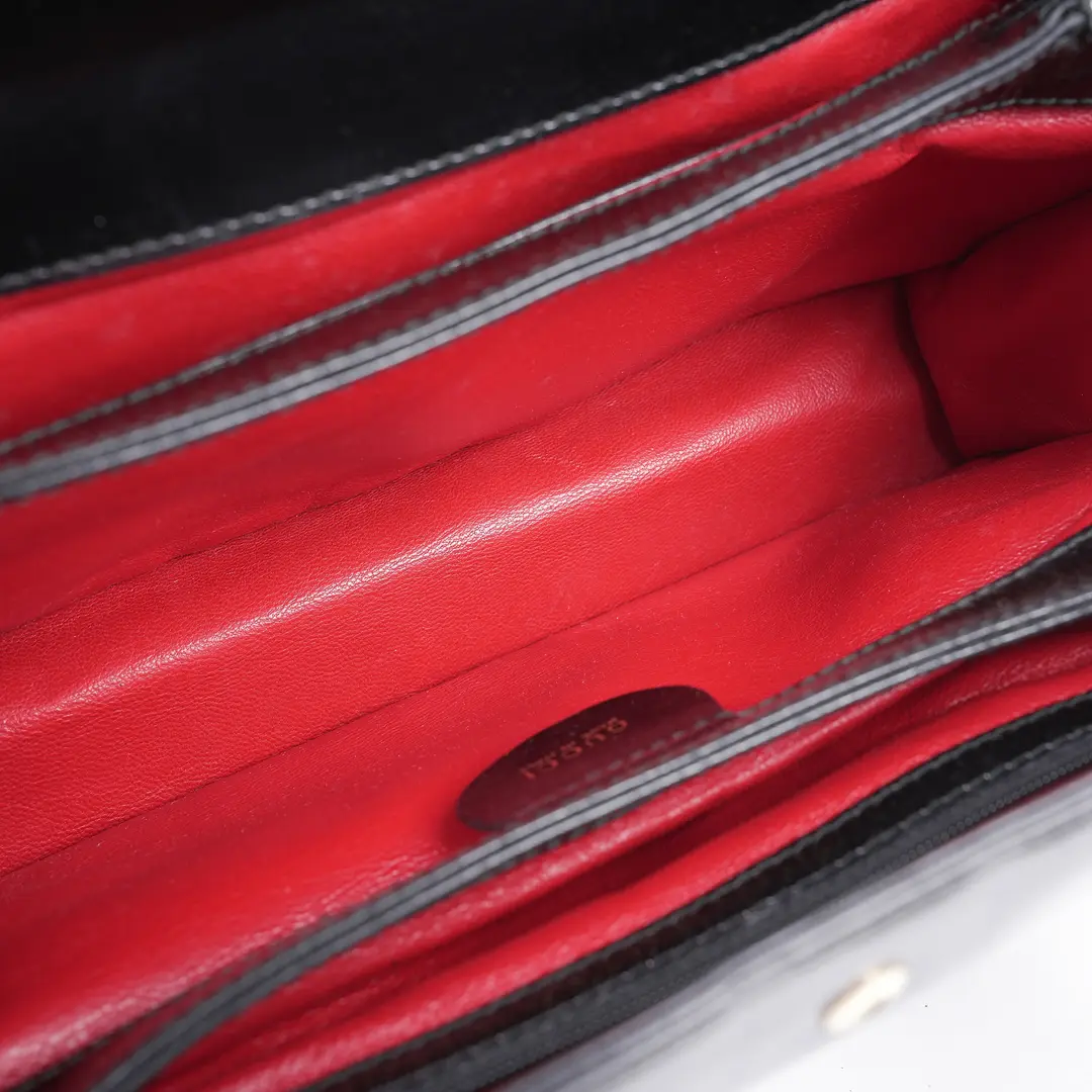 Gucci Vintage Top Handle Black Leather Bag