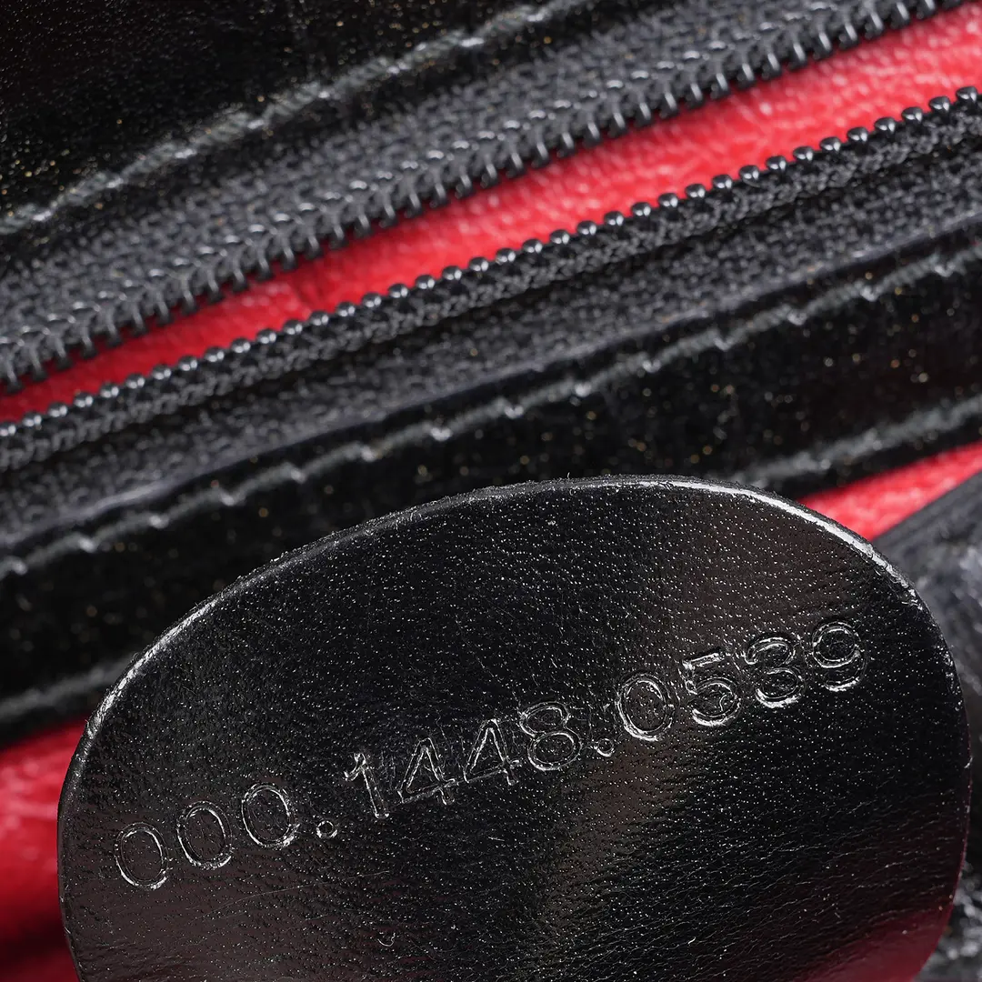 Gucci Vintage Top Handle Black Leather Bag