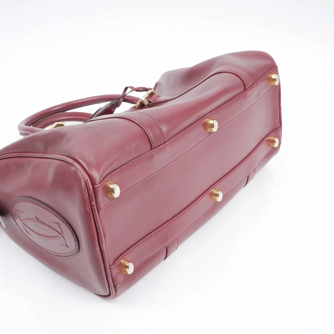 Cartier Must de Cartier Burgundy Leather Boston Bag