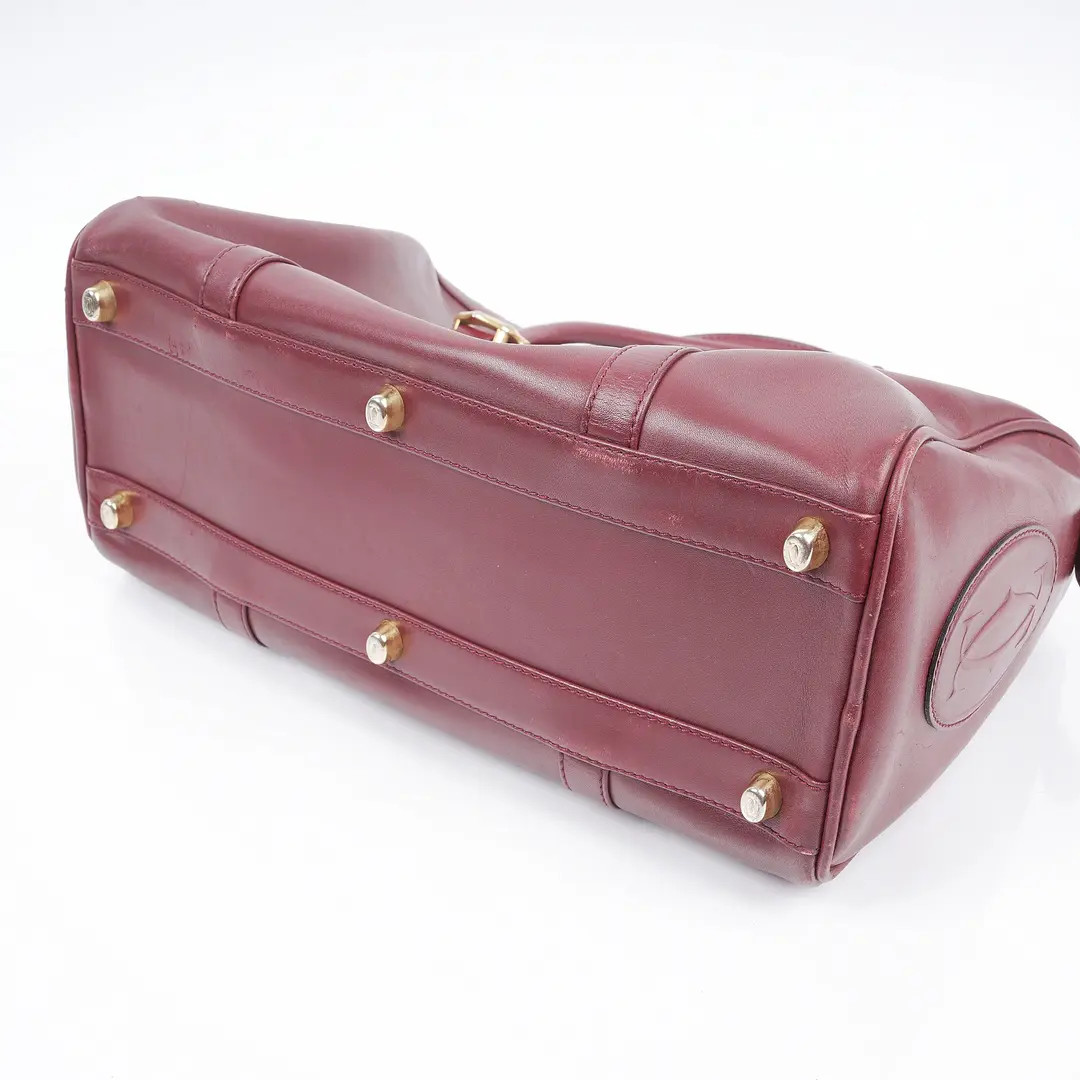 Cartier Must de Cartier Burgundy Leather Boston Bag