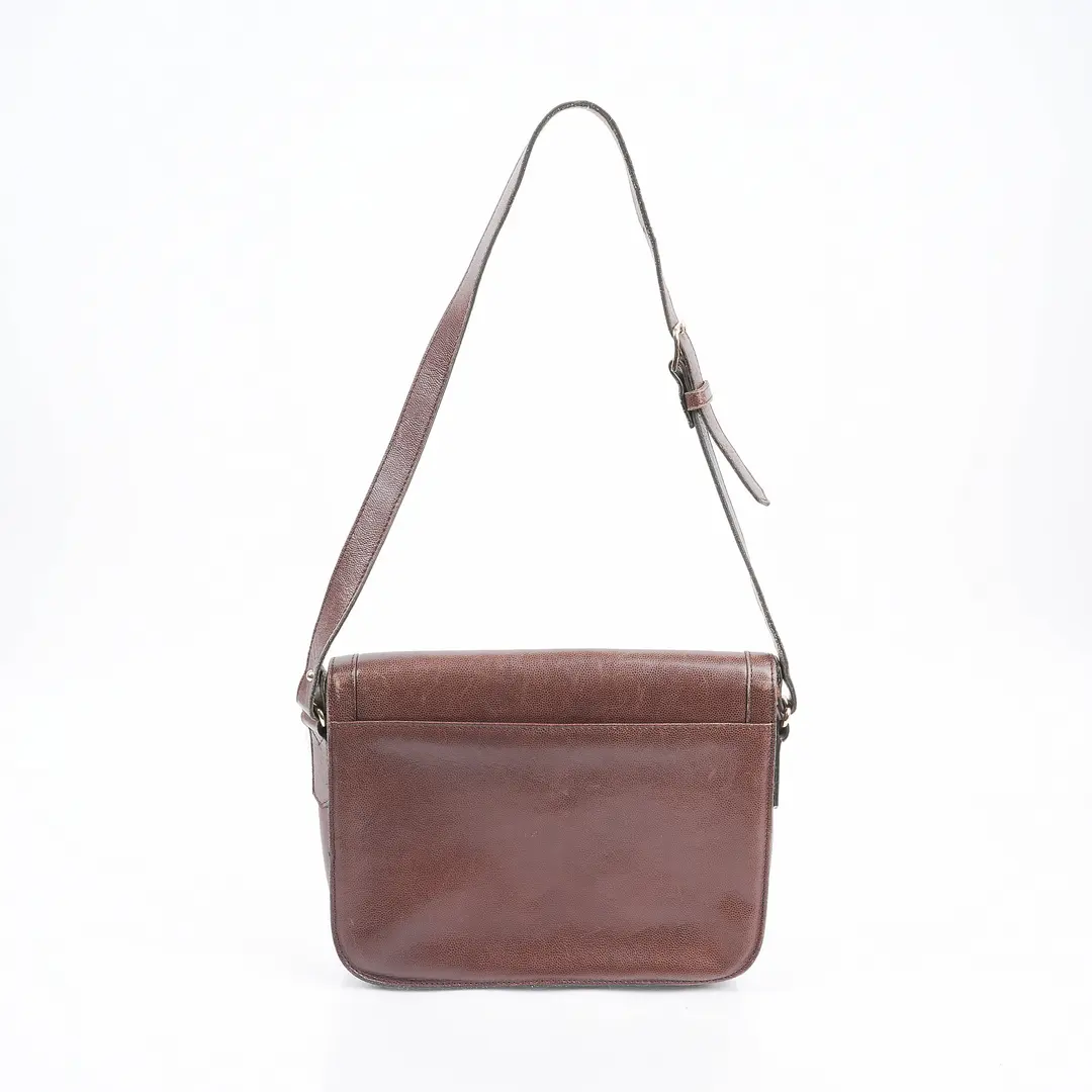 YSL Vintage Brown Leather Shoulder Bag