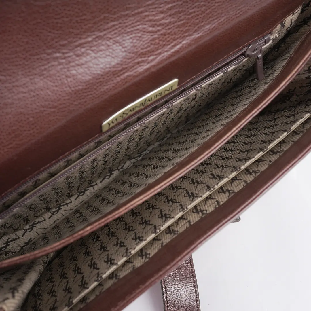 YSL Vintage Brown Leather Shoulder Bag