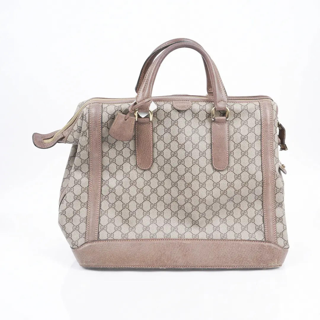 Gucci GG Plus Boston Brown Canvas Handbag