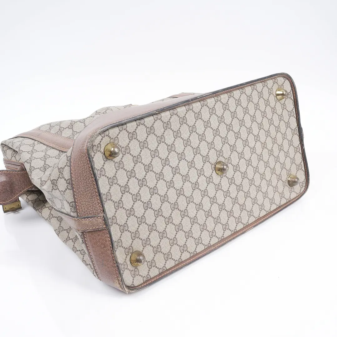 Gucci GG Plus Boston Brown Canvas Handbag