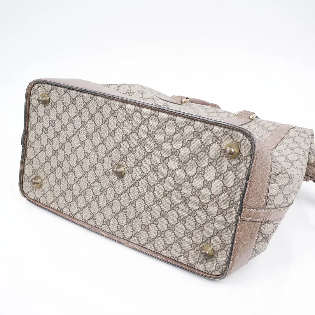 Gucci GG Plus Boston Brown Canvas Handbag
