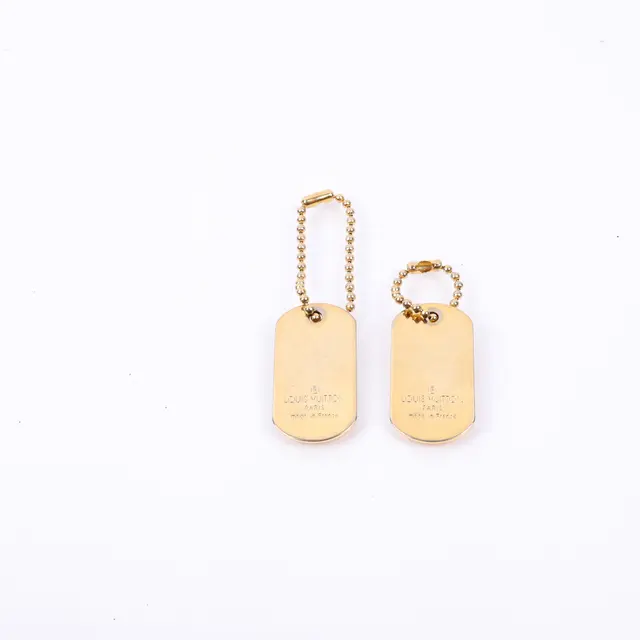 Louis Vuitton Dog Tag Gold Brass Earring
