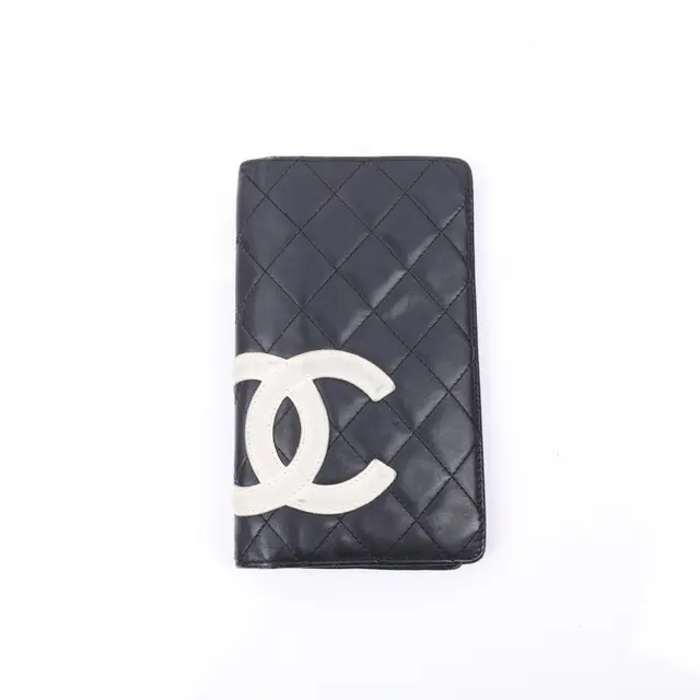 Chanel Cambon Ligne Black Leather Long Wallet