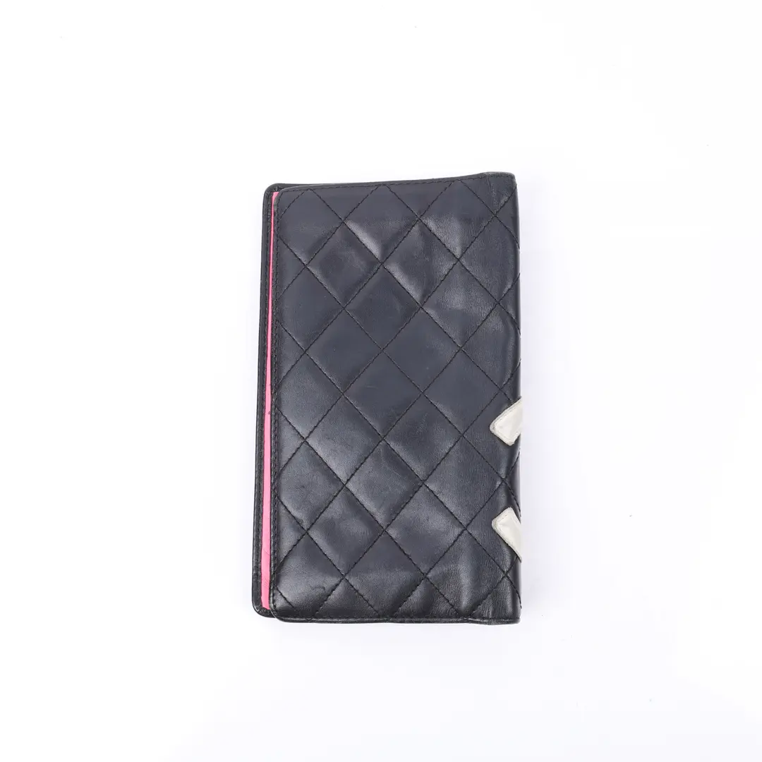 Chanel Cambon Ligne Black Leather Long Wallet