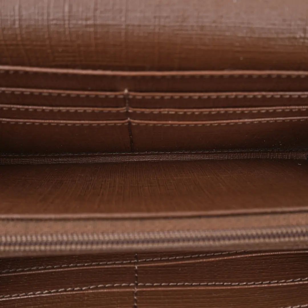 Gucci GG Supreme Belt Detail Brown Canvas Wallet