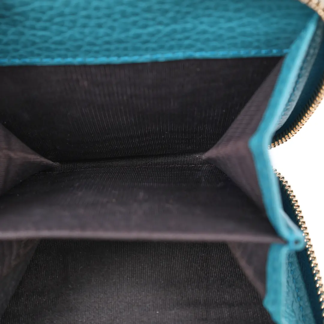 Gucci GG Canvas Turquoise Leather Compact Wallet