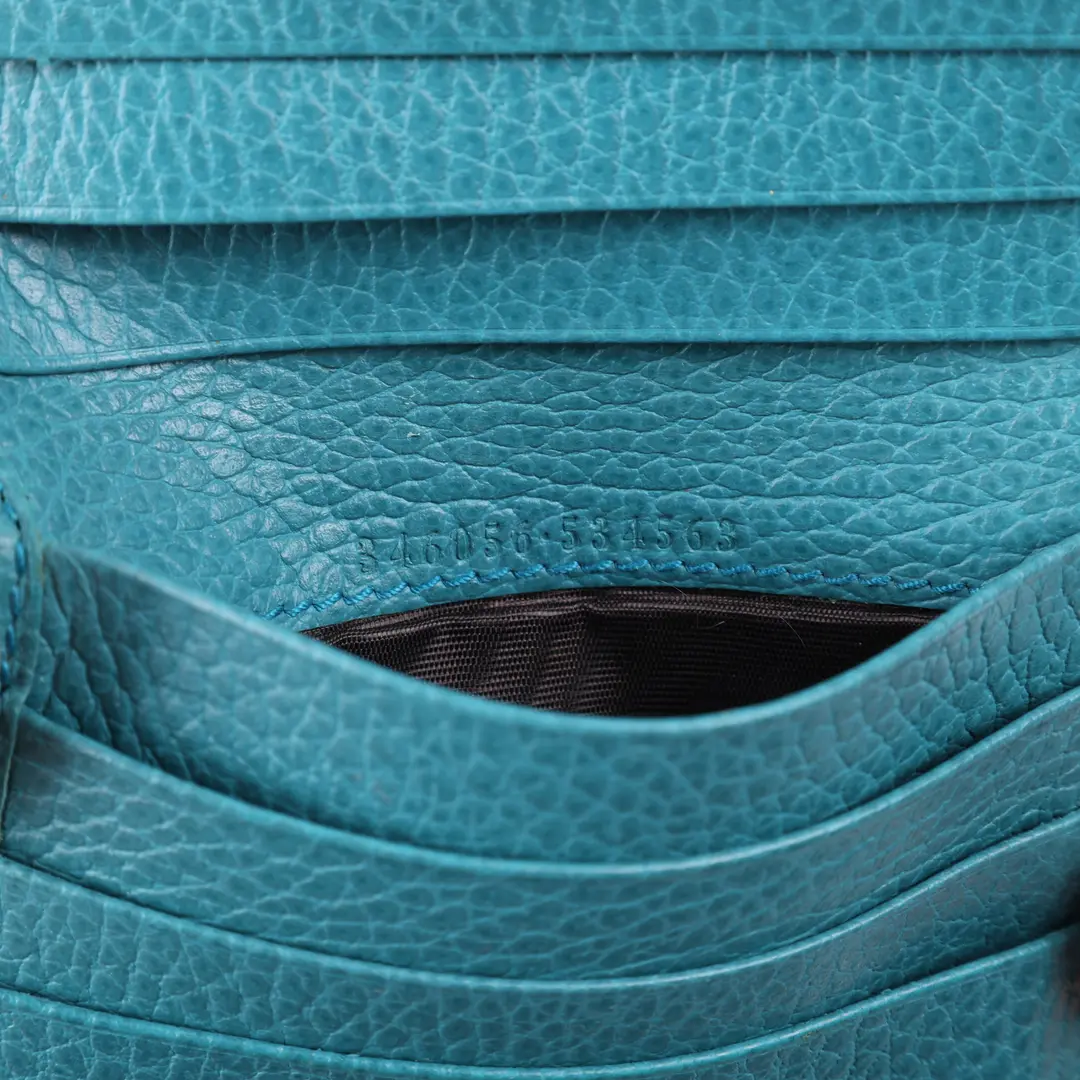 Gucci GG Canvas Turquoise Leather Compact Wallet