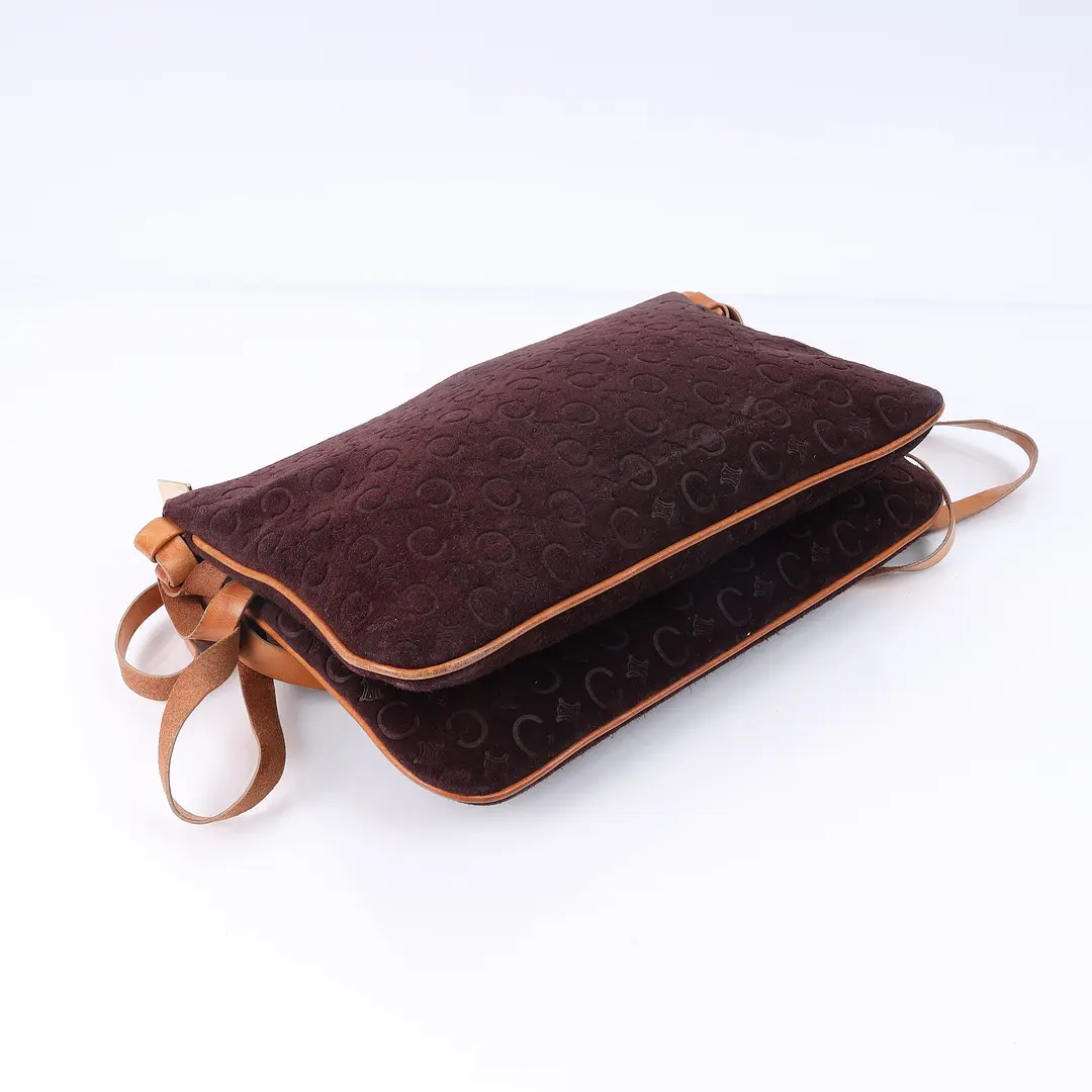 Celine Macadam Burgundy Suede Trio Shoulder Bag