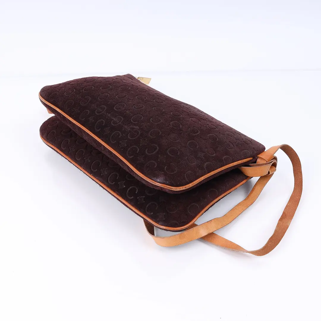Celine Macadam Burgundy Suede Trio Shoulder Bag