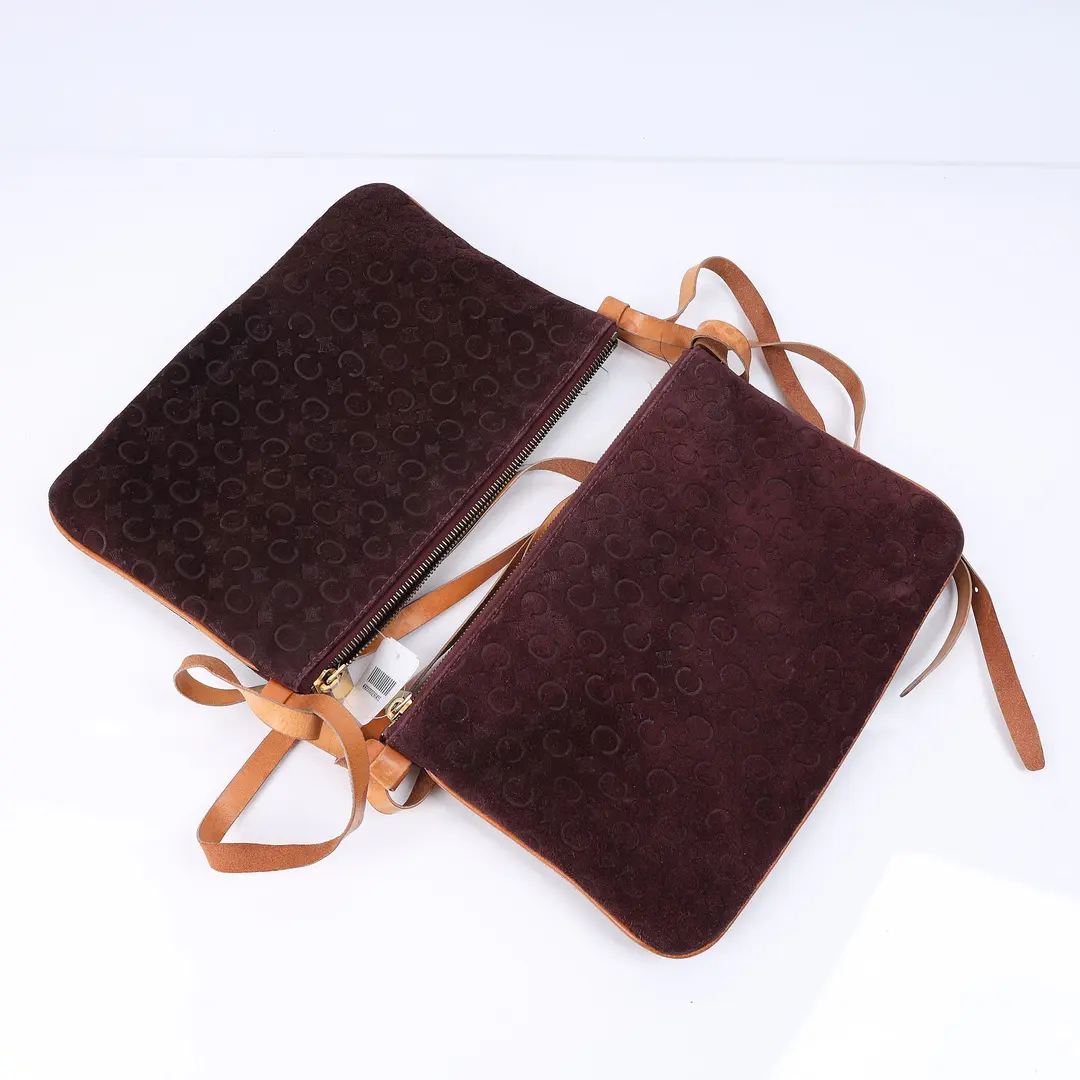 Celine Macadam Burgundy Suede Trio Shoulder Bag