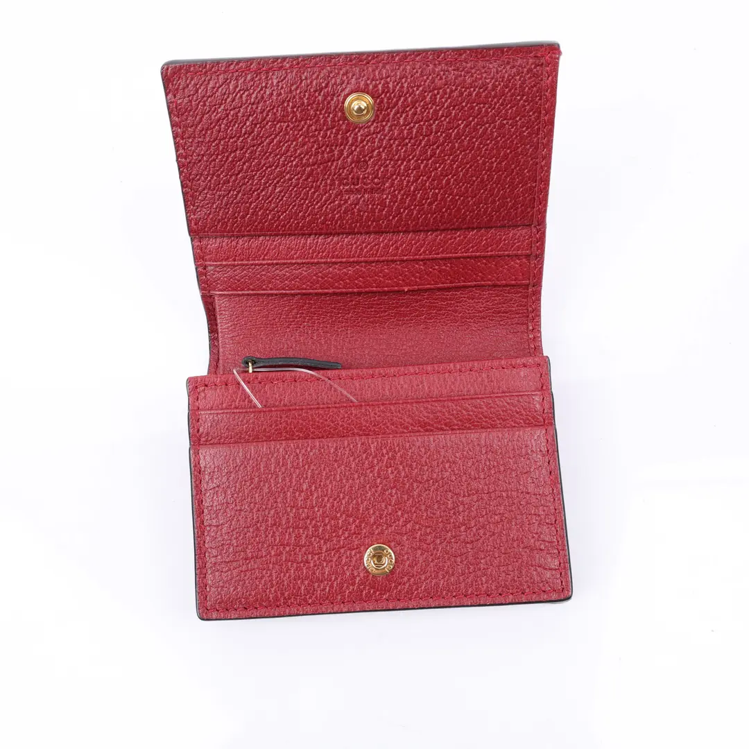 Gucci Ophidia Flora Red GG Canvas Card Case Wallet