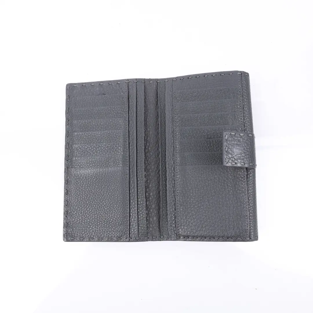 Fendi Selleria Peekaboo Gray Leather Wallet