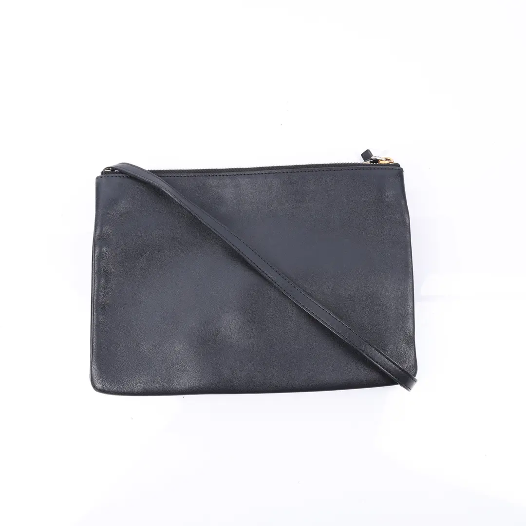 Celine Trio Black Leather Shoulder Bag