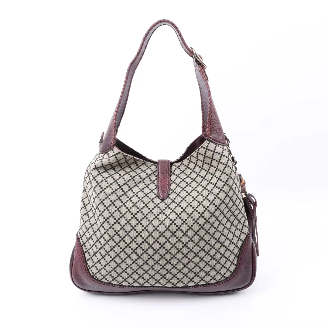 Gucci Jackie Brown Diamante Canvas Shoulder Bag