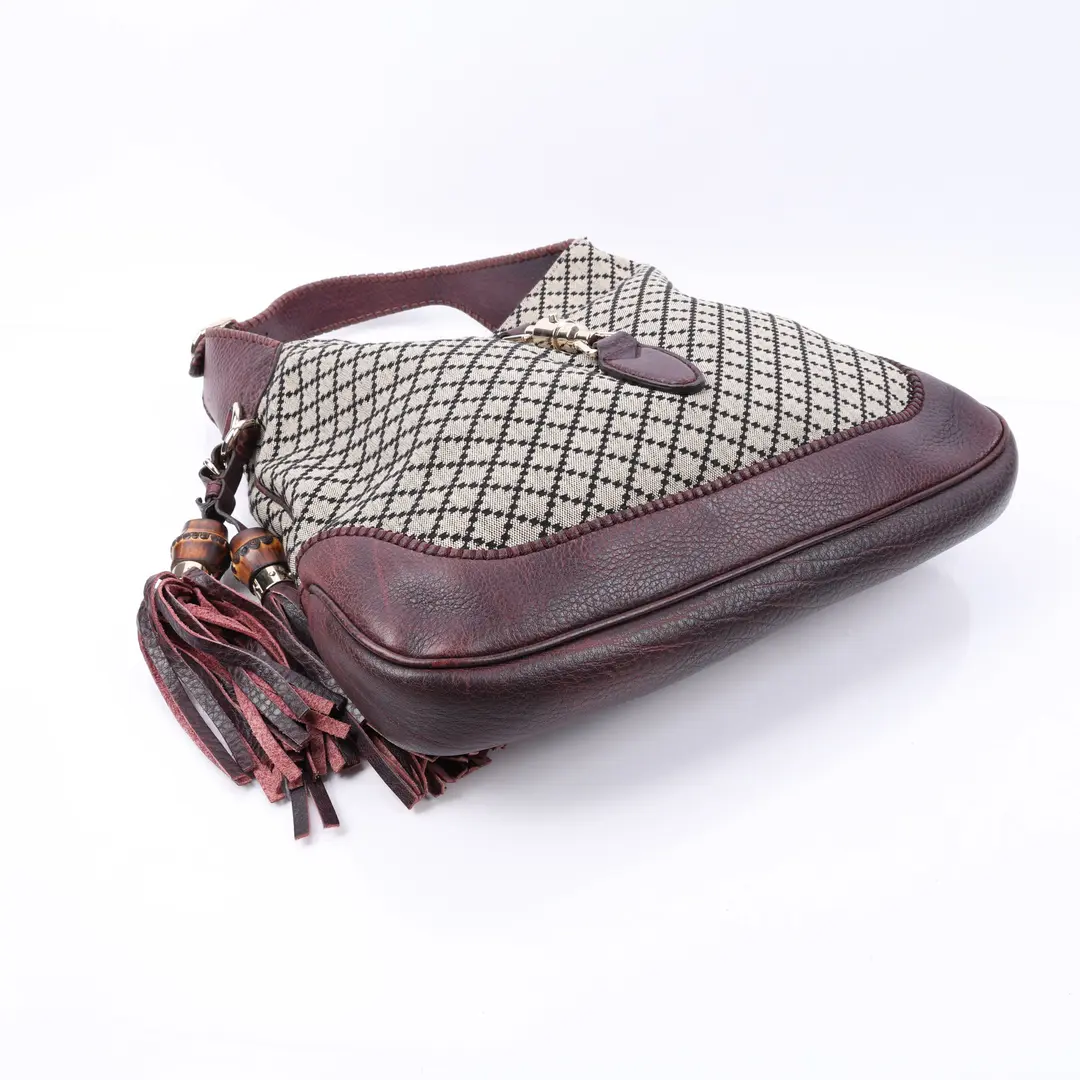 Gucci Jackie Brown Diamante Canvas Shoulder Bag