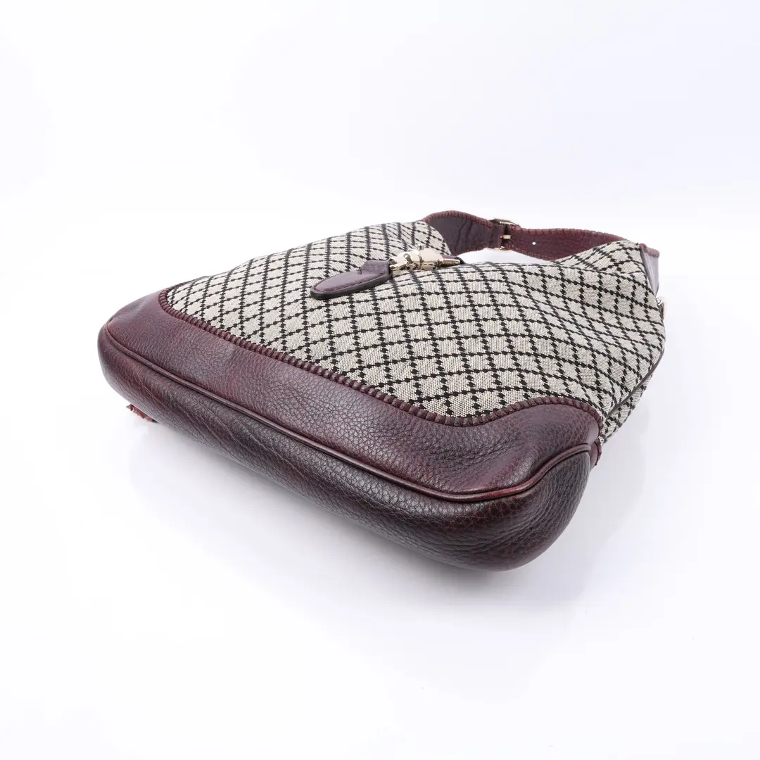 Gucci Jackie Brown Diamante Canvas Shoulder Bag